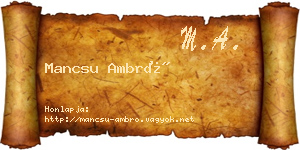 Mancsu Ambró névjegykártya